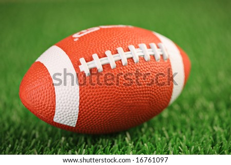 Rugby ball on a patch of grass
