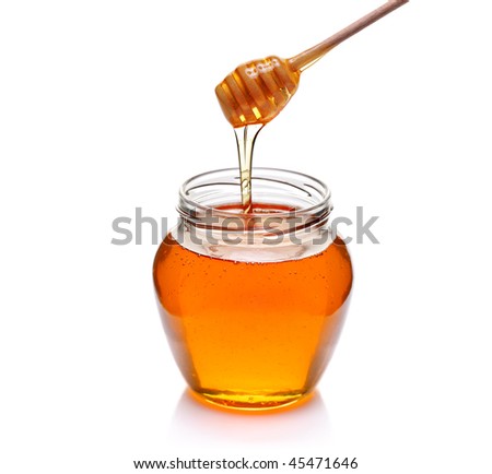 Wooden Jar Isolated On White Background Jar Of Honey With Wooden Drizzler Isolated On White