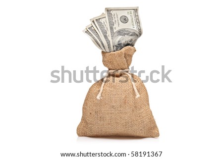 A money bag with US dollars