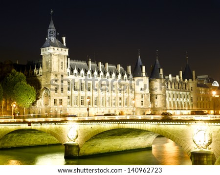 France - Paris- Castle Conciergerie and bridge of Change