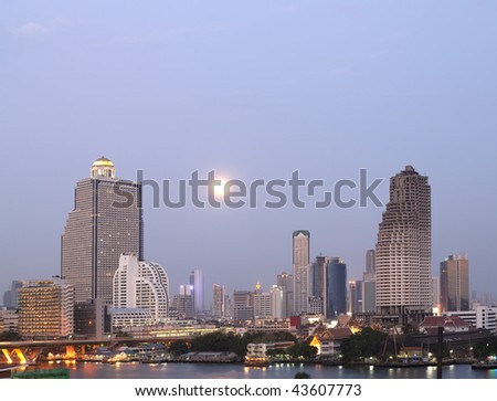 Night view of Taksin bridge in Bangkok (large format photography)