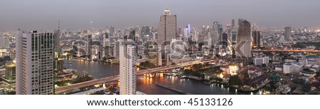 Night view of Taksin bridge in Bangkok (large format photography)