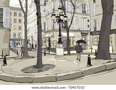 Vector illustration of Furstemberg square in paris Vector illustration of Furstemberg square in paris