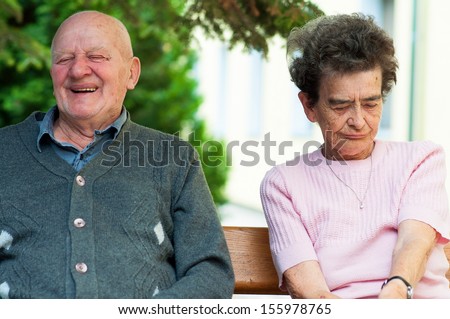 Elderly people outside in the nature