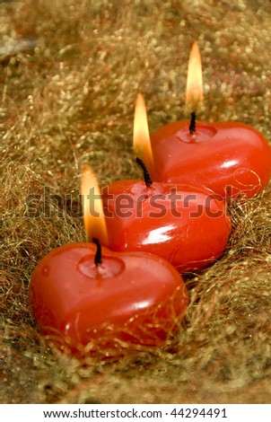 Three heart candles