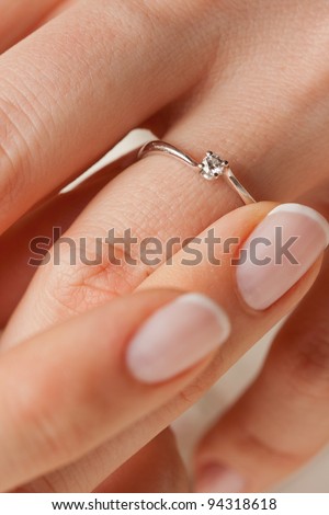 Engagement ring on the finger