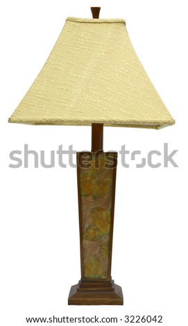 Floral Table Lamps on Wood Table Lamp With Floral Design And Tweed Shade Stock Photo 3226042