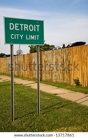 Detroit City Limit Sign and Auto Junkyard.