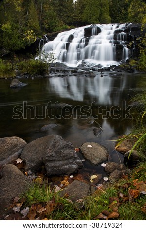 Michigan Upper Peninsula Waterfall In Autumn Bond Falls on the Ontonagon River