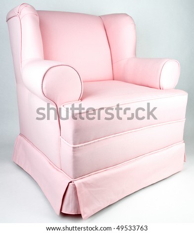 Upholstered Club Accent Chair In Pink Fabric