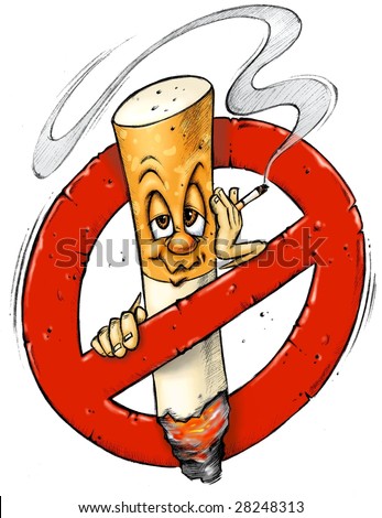 cartoon smoking lungs. Cartoon - No Smoking sign