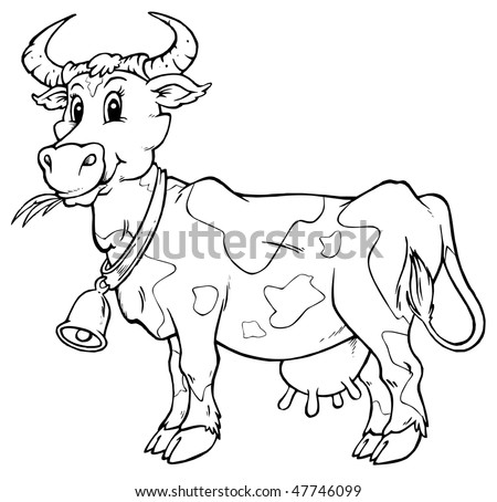 Farm Coloring on Cow Farm Cartoon Coloring Stock Vector 47746099   Shutterstock