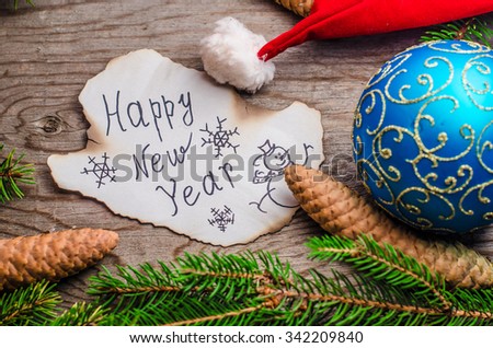 2016 Happy New Year Christmas card on wooden background,horizontal photo