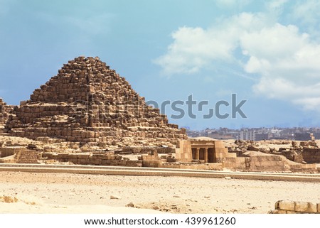 Egypt Queen Pyramids. A small pyramid for the Queen of Egypt, Giza