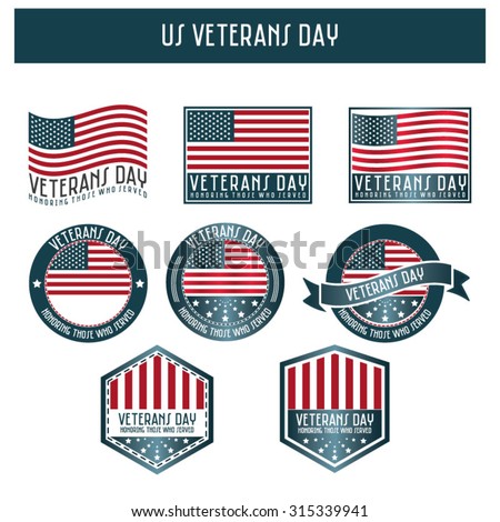 US veterans day - flags and ribbons