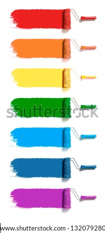 roller brushes with seven colors paint