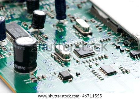 electrical circuit closeup detail with shallow depth of field