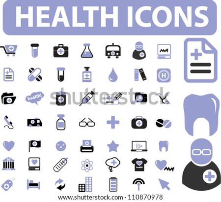 health & medical icons set, vector