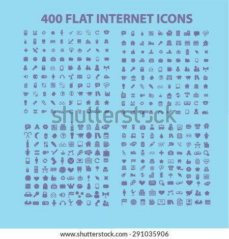 400 flat, business, media, travel, recreation, construction, technology, communication isolated icons, signs, illustrations on white background for website, internet, mobile application, vector