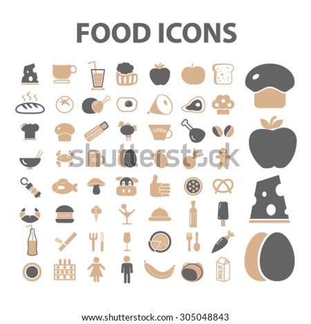food, grocery, supermarket, drink flat icons, signs, illustration concept, vector