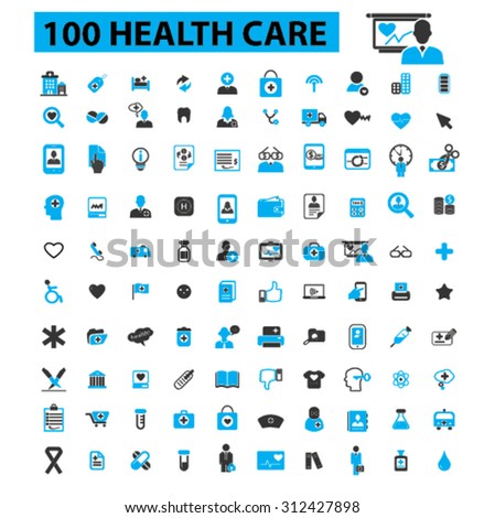 100 health care icons concept. Medicine, medical, hospital, doctor, healthcare, health icons. Vector illustration set