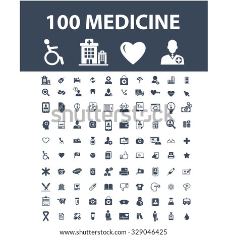 100 medicine, health care, insurance, pharmacy, hospital icons