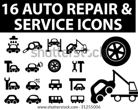 Auto Repair  Service on 16 Auto Repair   Service Icons  Vector   31255006   Shutterstock