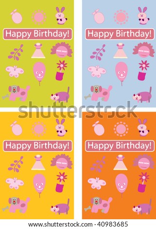 Cute Birthday Cards Templates. Vector - 40983685 : Shut