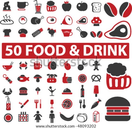 50 food & drink signs. vector