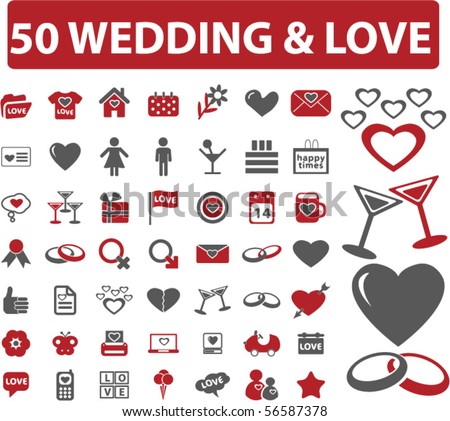 stock vector 50 love wedding signs vector