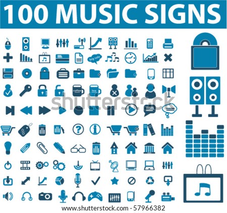 stock vector : 100 music signs. vector