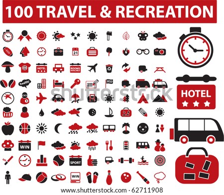 100 recreation & travel signs. vector