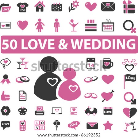 stock vector 50 cute love wedding signs vector