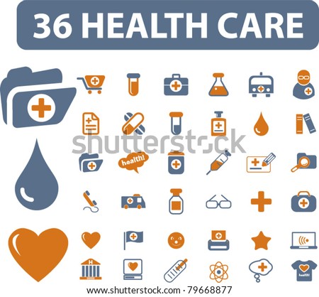 36 health care icons, signs, vector