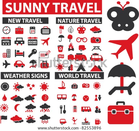 100 travel icons, signs, vector illustrations