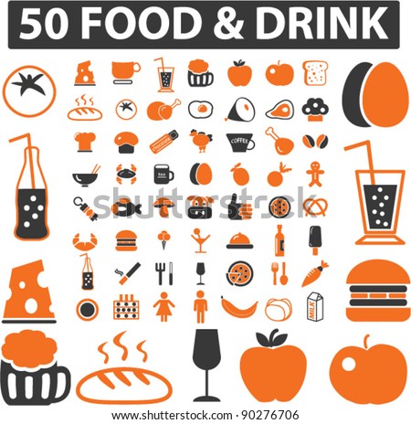 food & drink icons set, signs, vector illustration
