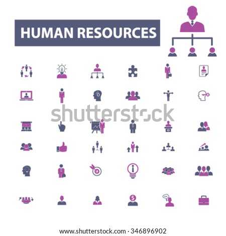 human resources, management icons, signs vector concept set for infographics, mobile, website, application