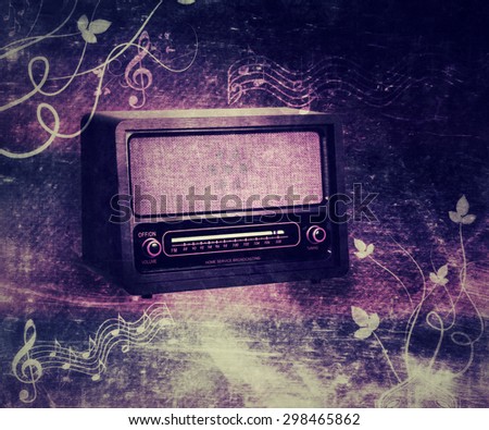 retro background with radio