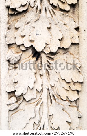 Ornament-leaves on a stone wall in Prague