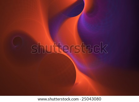 Abstract red, orange and violet fractal on dark background