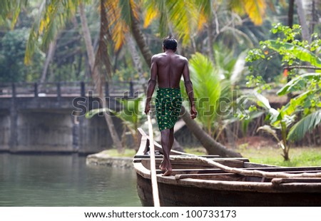 NAGAPATTINAM, SOUTH INDIA - JANUARY 12: An unidentified boatman during local Pongal Festival on January 12, 2012 in Nagapattinam, Tamil Nadu, South India