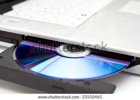 laptop with open DVD tray