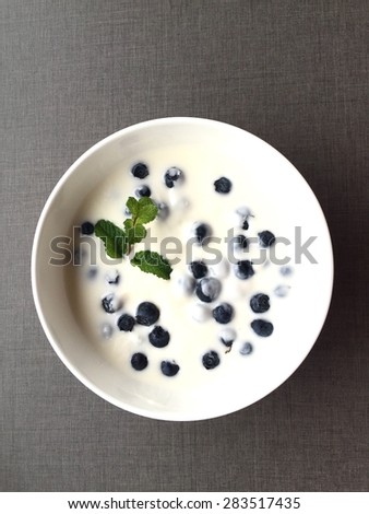 Greek yogurt with blueberries breakfast