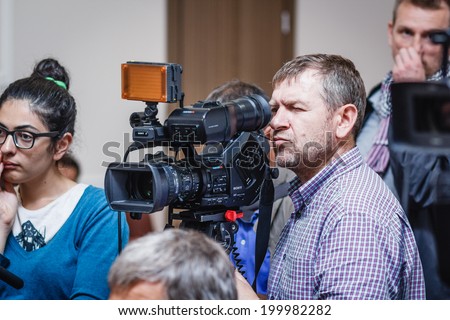 DONETSK, UKRAINE - JUNE 21: Press during Alexander Borodai press conference in the Donetsk Regional State Administration on june 12, 2014 in Donetsk.