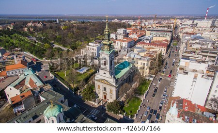 Aerial View of Cathedral Church of St. Michael the Archangel in Belgrade - Serbia