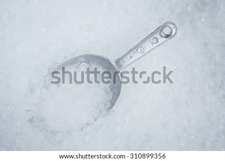 Ice scoop in the ice bucket