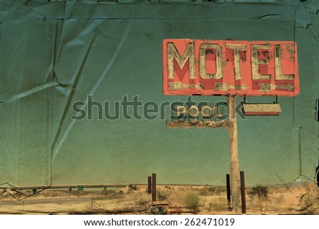 Vintage look of an old motel sign on an interstate in the American southwest.