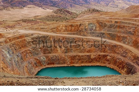 stock photo An abandoned openpit mine in the Mojave Desert