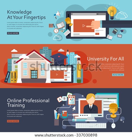 online education concept banners set in flat design