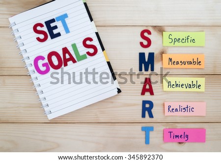 SMART Goals in wood background (Business Concept)